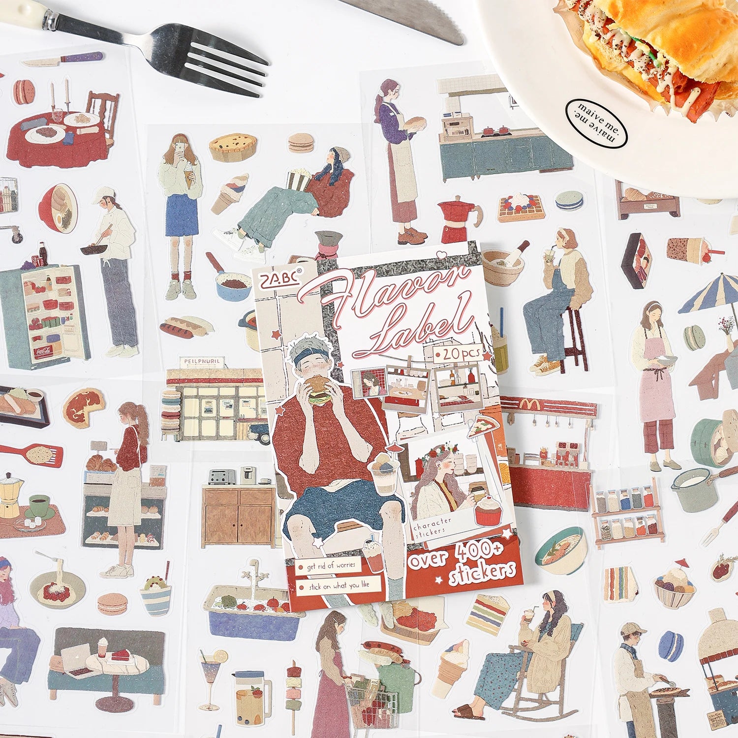 TIANZI 20/80 Pcs Cartoon Character Die-Cutting Stickers Korean Stationery DIY Scrapbooking Journal Decorative Sticker Book Qme E-40 Pcs