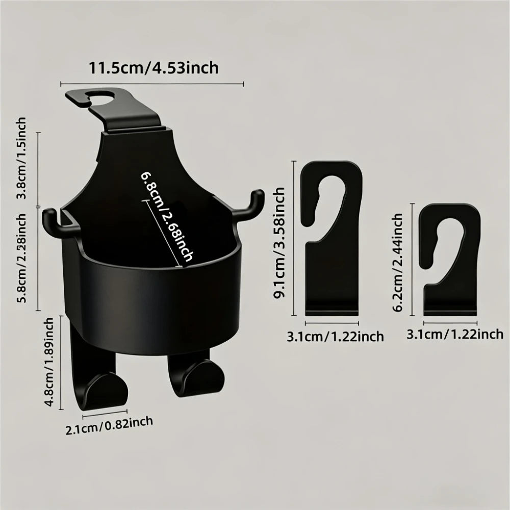 4pcs Three-in-one Car Seat Back Cup Holder, with Double-sized Hooks, Beverage Storage Rack, Universal Hanging Storage Rack Qme