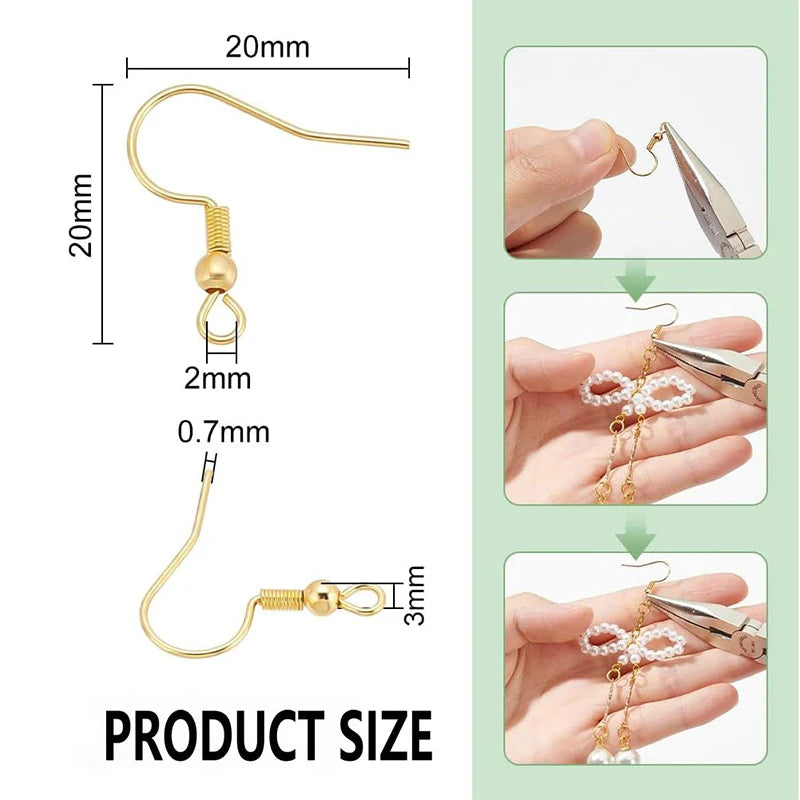 5 Pairs 18K Gold Plated Earring Hooks Copper Hypoallergenic Ear Wires Fish Hooks for Jewelry DIY Earring Making Qme