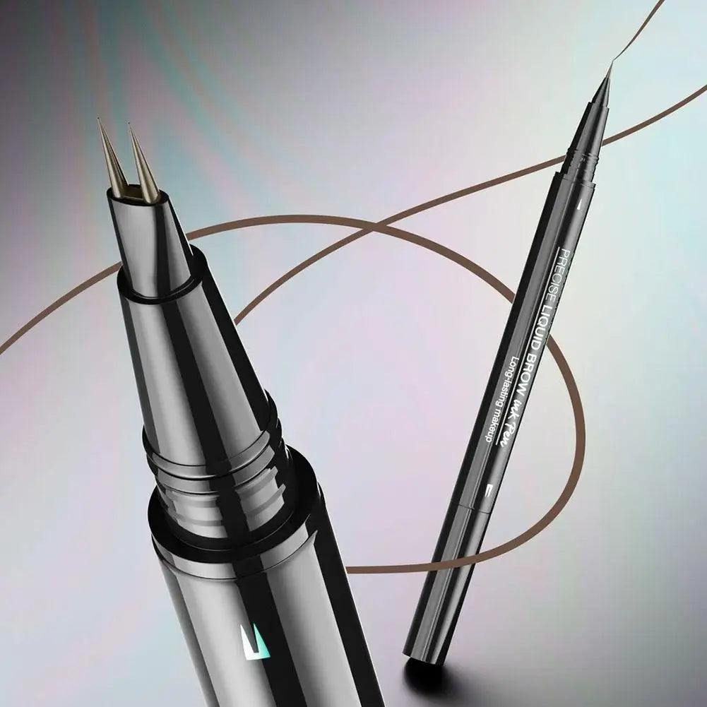 Two-pronged Eyebrow Pencil Waterproof Two-in-one Liquid Eyebrow Pencil Curved Eyebrow Pen With Fork And Precise Brush Tip Makeup Qme