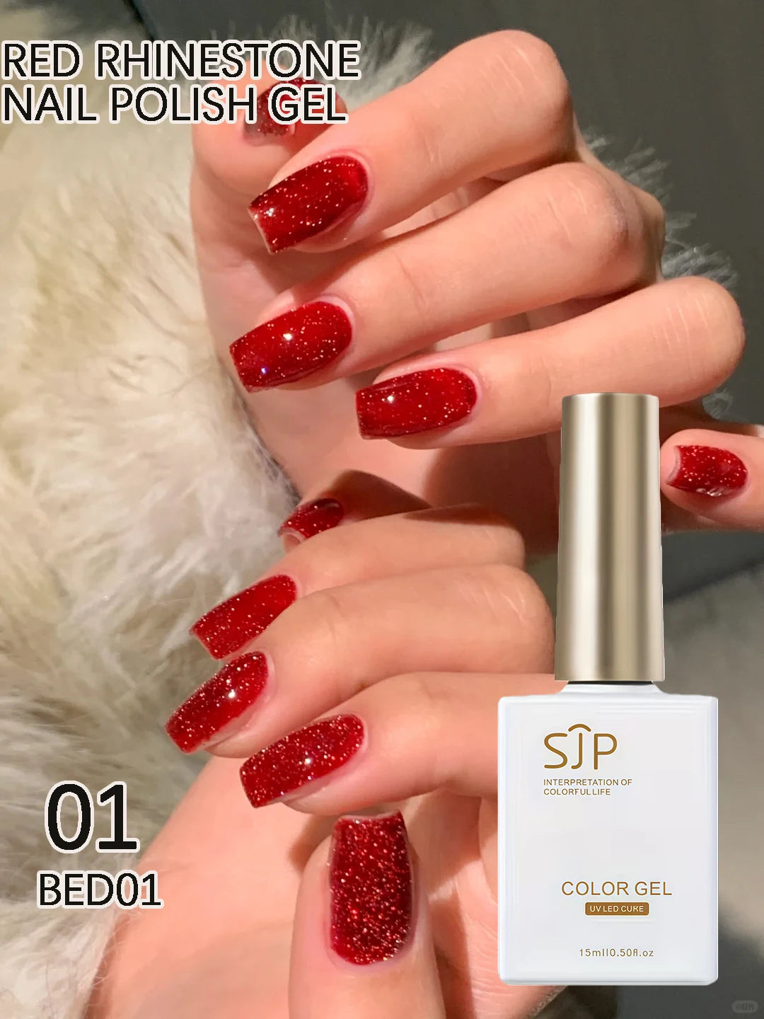 Burgundy Rhinestone Gel Nail Polish DIY Artistic Art Perfect Qme 01