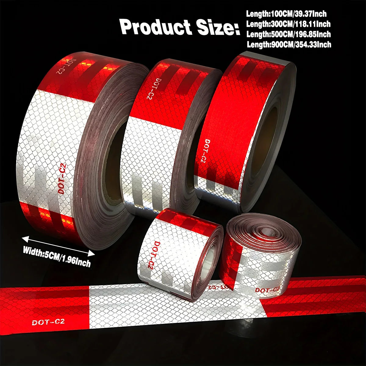 Reflective Safety Tape DOT-C2 Waterproof Adhesive Conspicuity Tape for Trailer, Outdoor, Cars, Trucks Qme