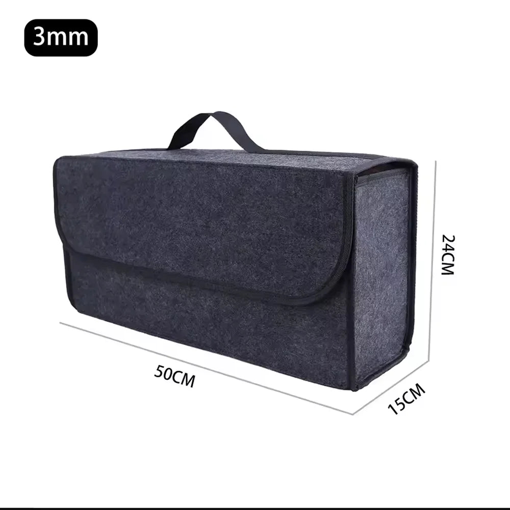 Felt & Non-Woven Foldable Car Trunk Storage Bag Multi-Functional Vehicle Cargo Organizer Collapsible Rear Bin for Auto Qme 3mm Dark gray50cm