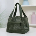 Fashion Solid Color Mesh Handbag Travel Toiletry Bag Large Capacity Cosmetic Bag Portable Sports Swimming Storage Bags Qme Green