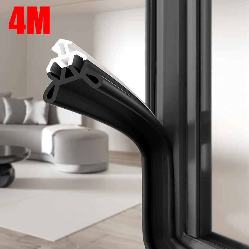 4M Plastic Steel Window Seal Strip Card Slot Type Flexible Bilateral Multi-layer Windproof Dustproof Strip for Window Gap Qme