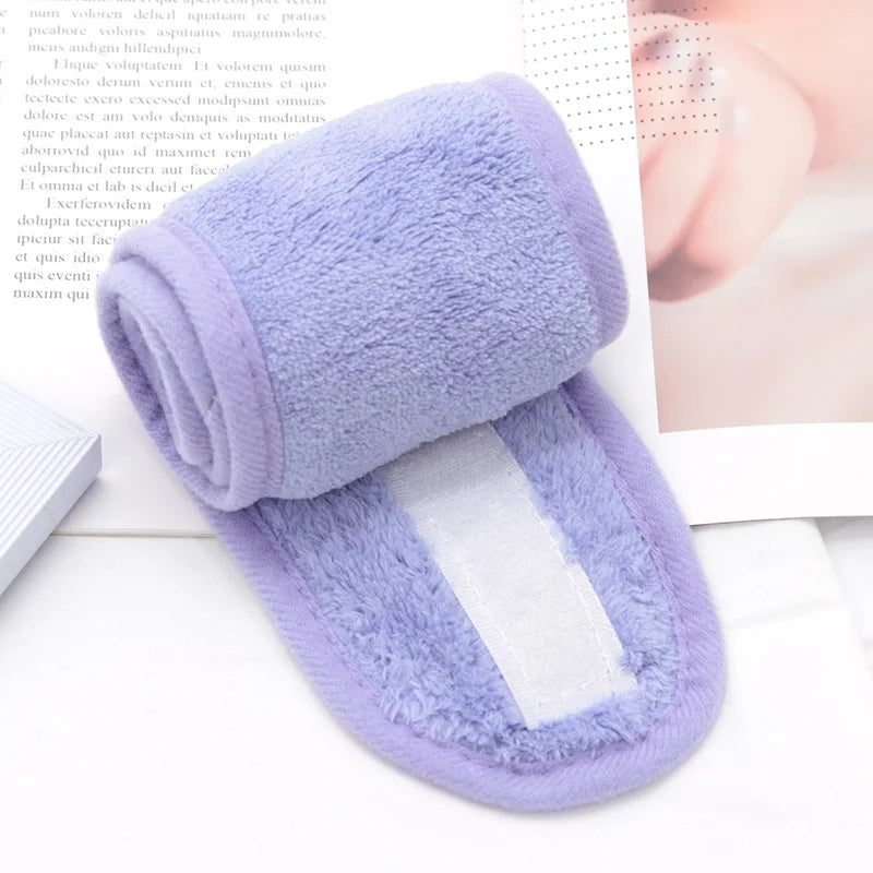 Women Adjustable SPA Facial Headband Soft Toweling Hair Accessories Qme Light purple