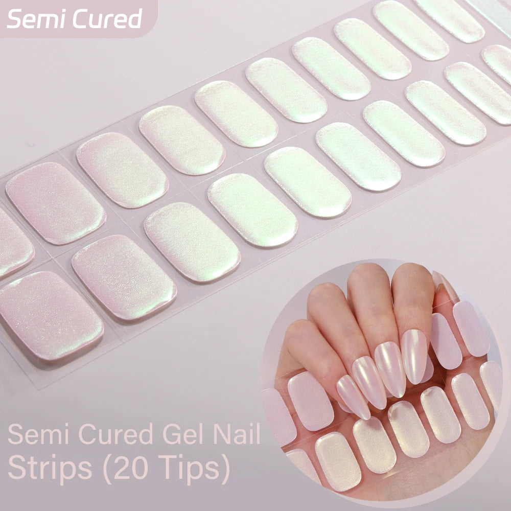 20Tips Clover Semi Cured Gel Nail Stickers Summer Series Flower Art Qme NC250089