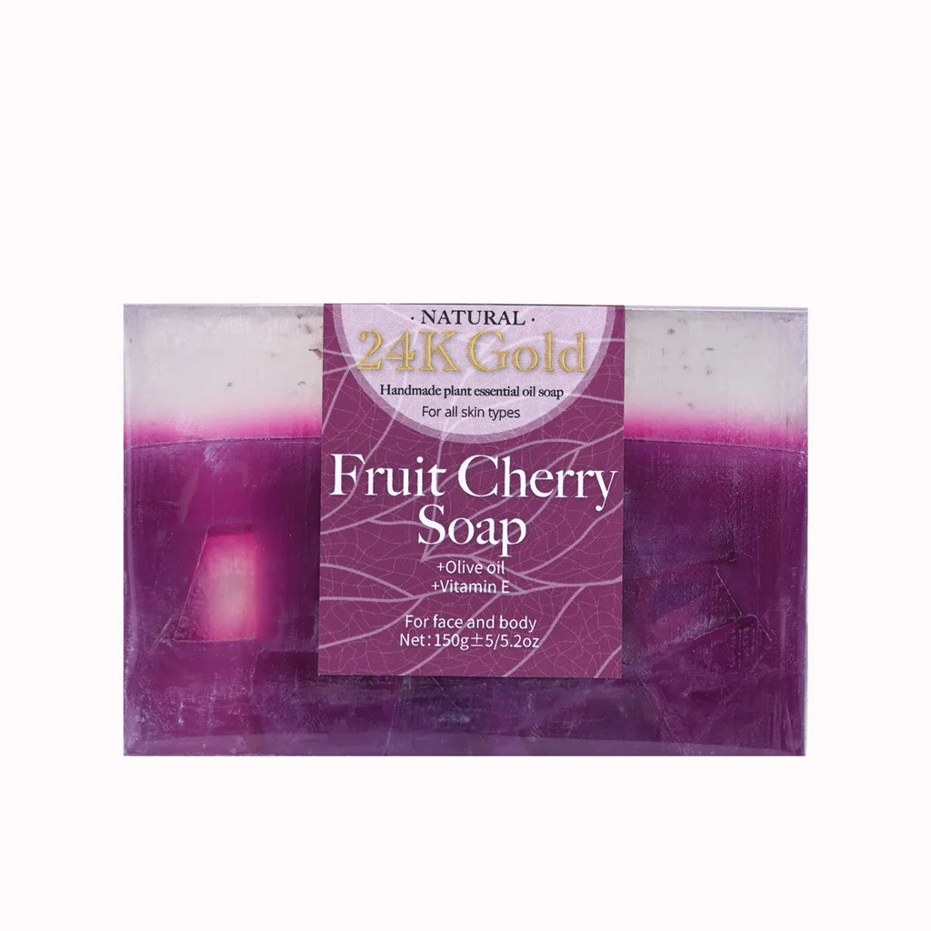 Fruit Cherry Aroma 150gYT Essential Oil Soap Added 24K Gold Leaf Qme