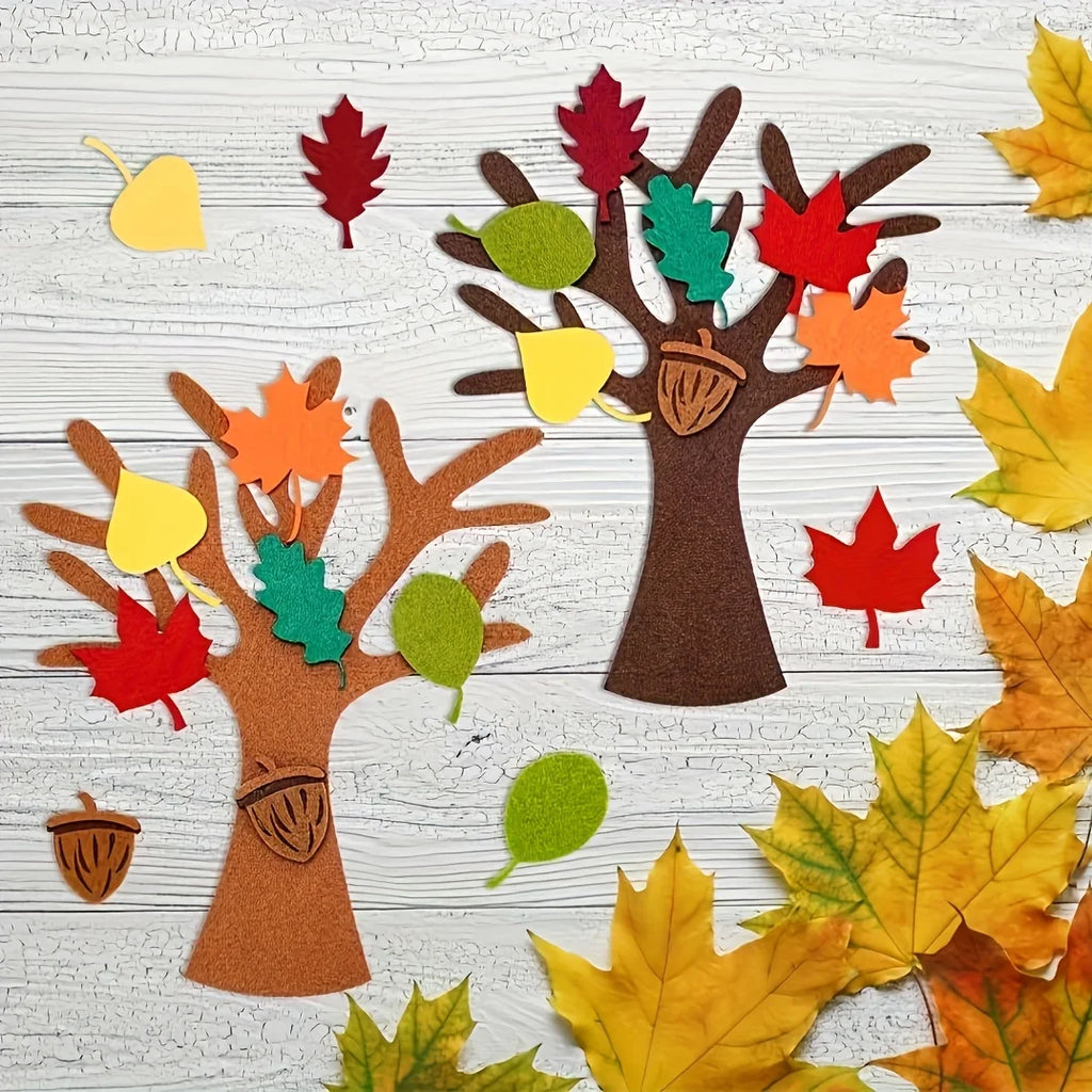 96Pcs DIY Felt Tree Crafts Kit for Autumn Home Decoration Thanksgiving Party Gifts Christmas Halloween Room Wall Decor Ornaments Qme