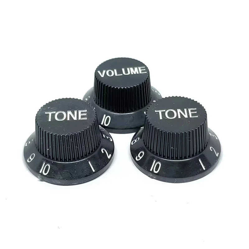 Plastic ST Guitar Knobs 2T1V Volume Tone Control Hat Caps Buttons Qme Black