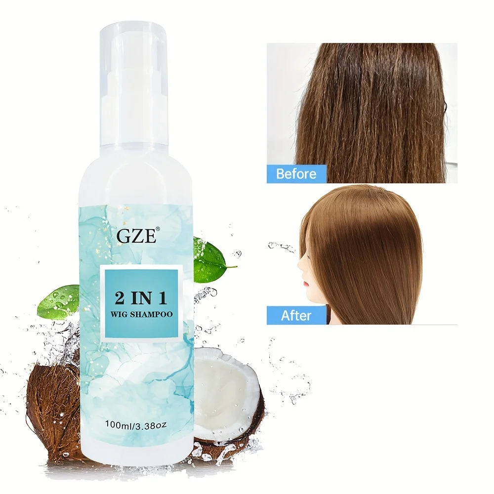 GZE 2 IN 1 Wig Shampoo For Synthetic Hair Soak & Rinse, Deep Cleansing, Revitalizes, Moisturizes Qme