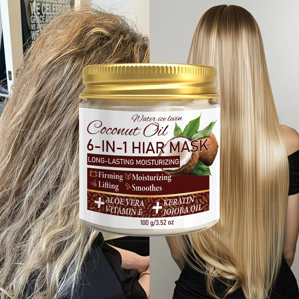 6-in-1 Coconut Hair Mask with Keratin & Jojoba Oil, Moisturizing & Smooth Hair Care Qme