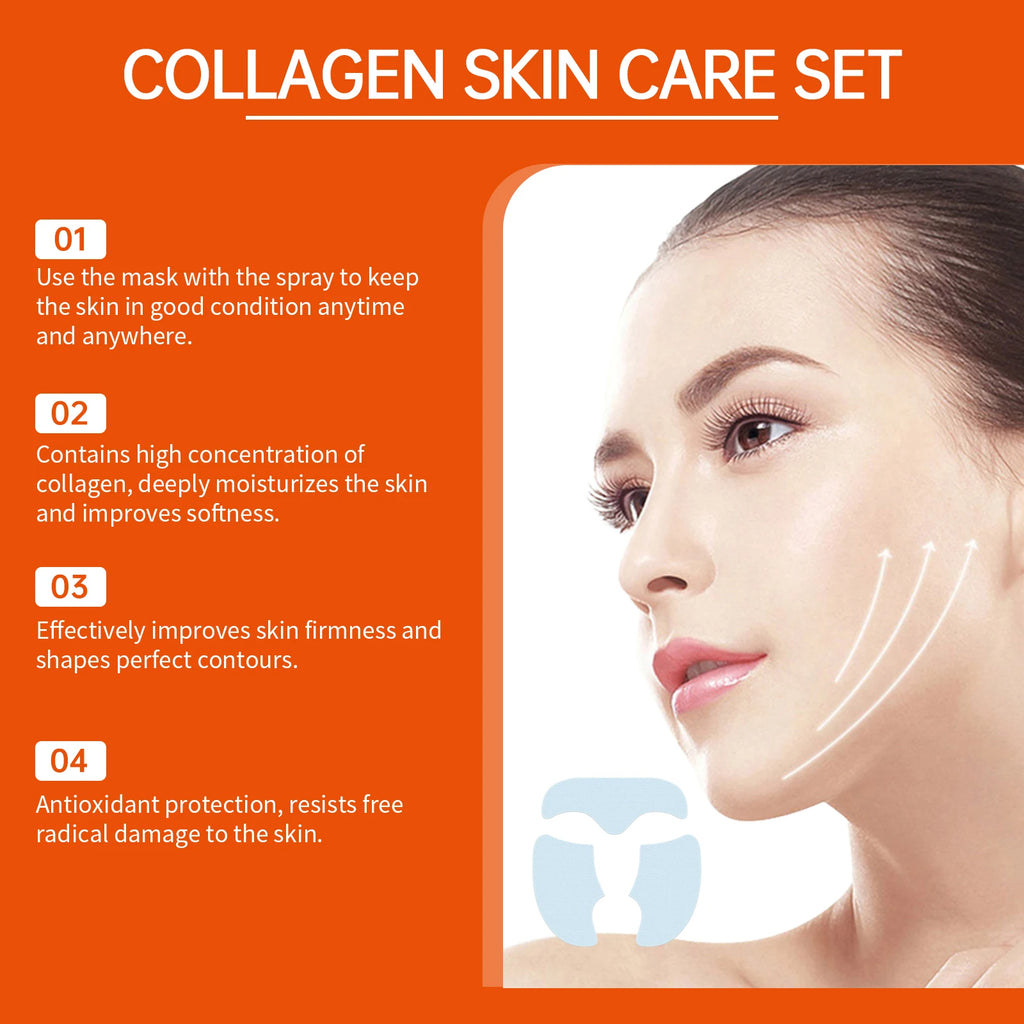 Nano Soluble Collagen Face Mask Serum Spray Set Wrinkle Repair Face Filler Increase Skin Elasticity Brightening Skin Care Set Qme