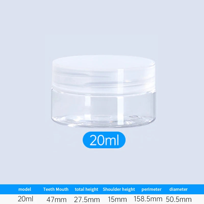 Travel Face Cream Jar Empty Plastic Cosmetic Makeup Bottle Qme 20ml Transparent