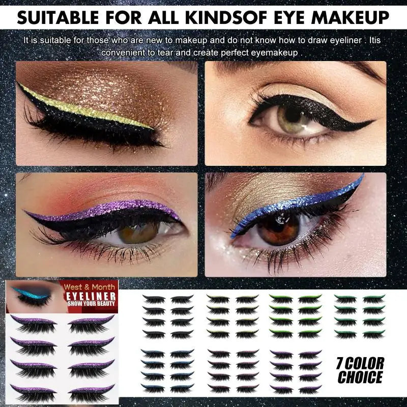 False Eyelash Eyeliner Stickers 4 Pair Waterproof Liner Patches Fast Qme