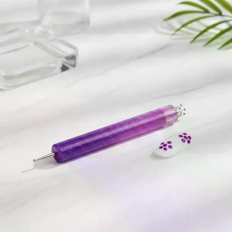 Double End Nail Dotting Pen Five Petal Flower Design Lightweight Qme