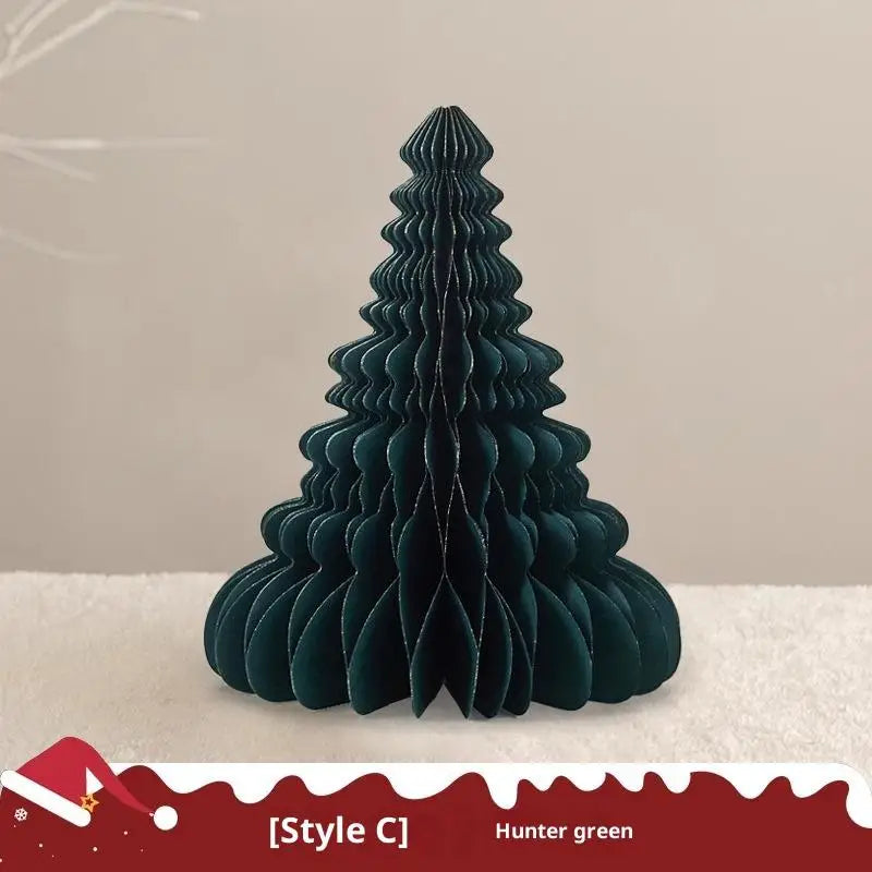 Christmas Tree Ornament 3D Honeycomb Ball Folding Paper Xmas Tree Desktop Hanging Xmas Decor Qme A9