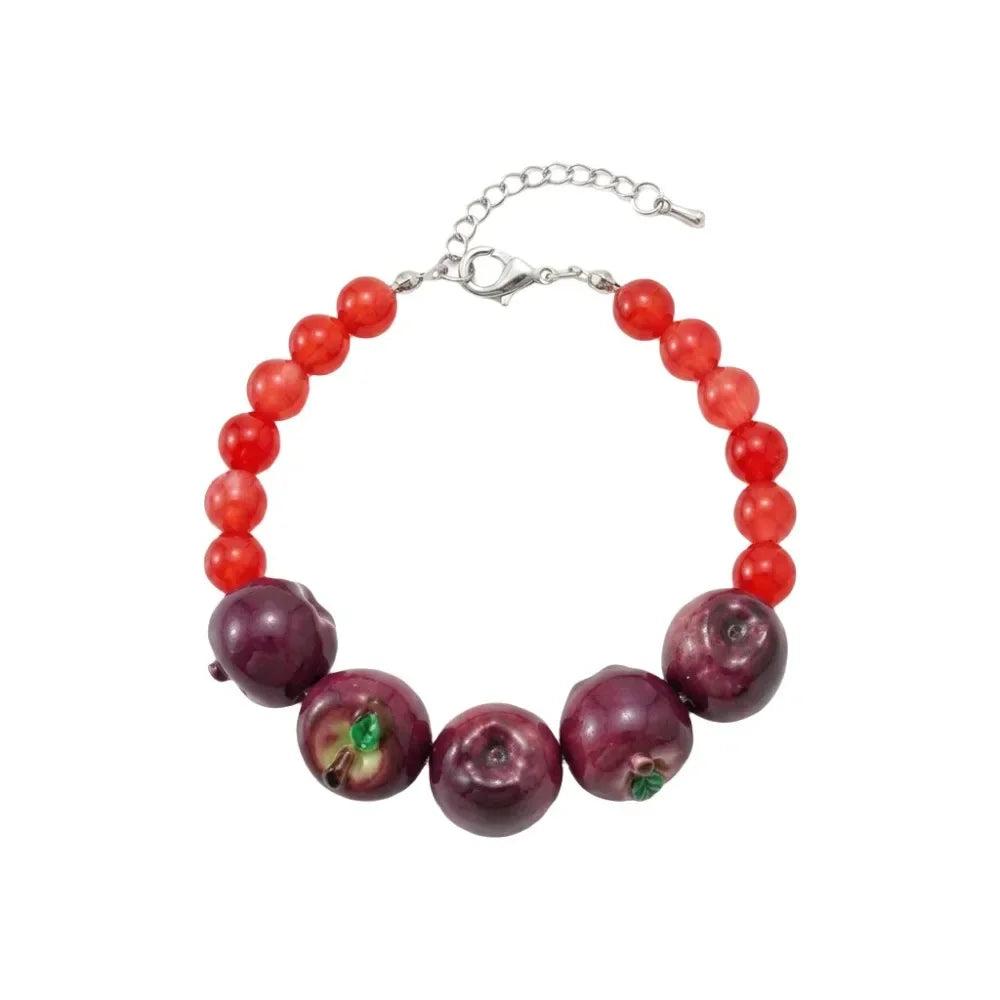 Simple Layered Beads Fruit Necklace Stackable Blueberries Multi Layer