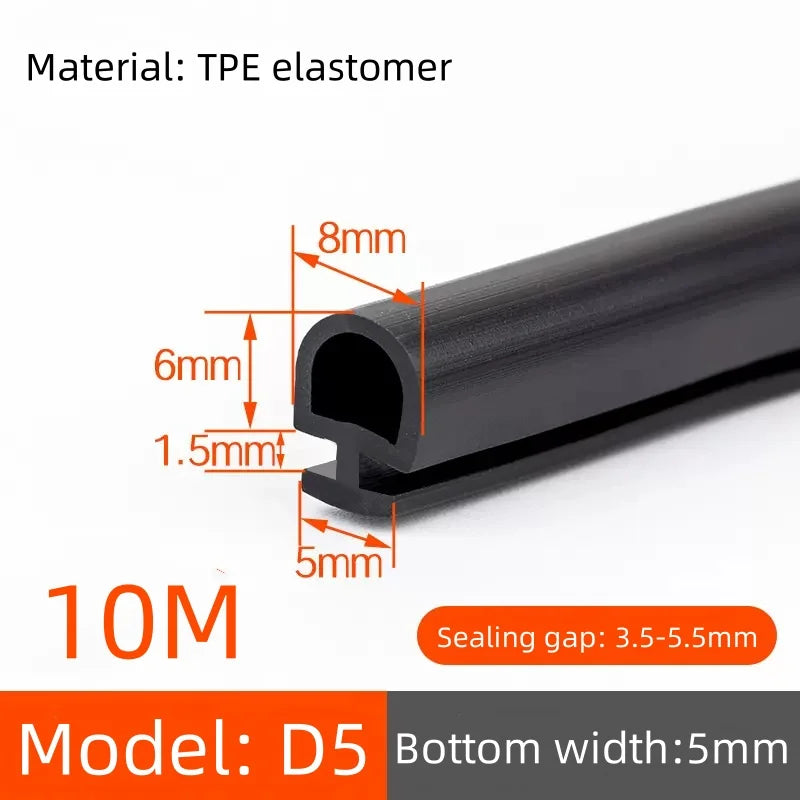 10M Silicone Sealing Strip for Doors and Windows Windproof Warm Durable Shock-absorbing Buffering Anti-collision Sealing Strip Qme D5 1