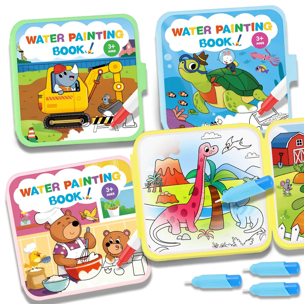 Reusable Water Drawing Doodle Book with Magic Pen, Kids Coloring Drawing Board, Early Educational Toy, Birthday Gift for Kids Qme