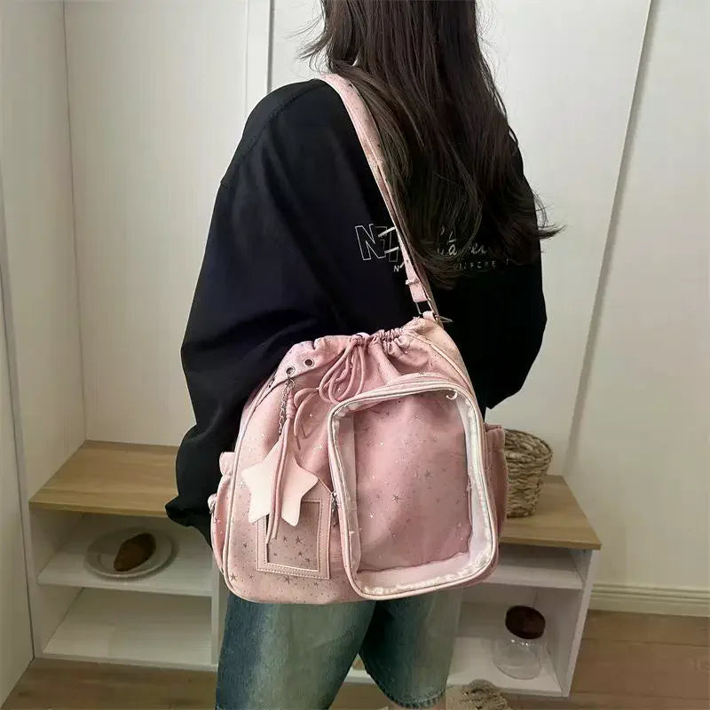 Large-capacity Student Pentagram Backpack, New Style Double-shoulder Bag, College-style Bag, Bag For Female High School Qme