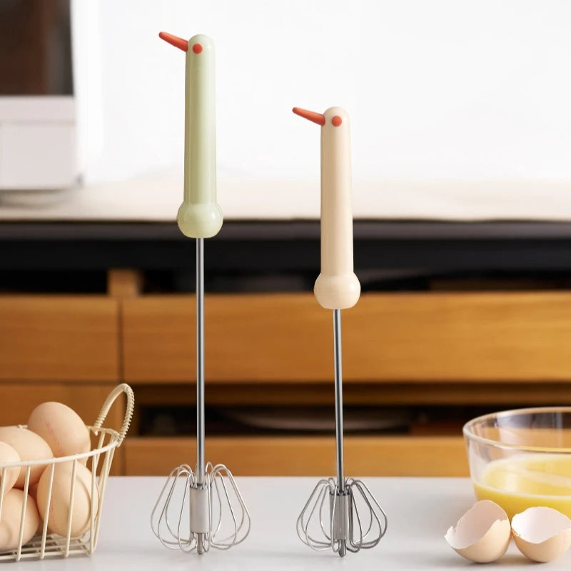 Household Semi-automatic Egg Beater Stainless Steel Whipped Cream Qme