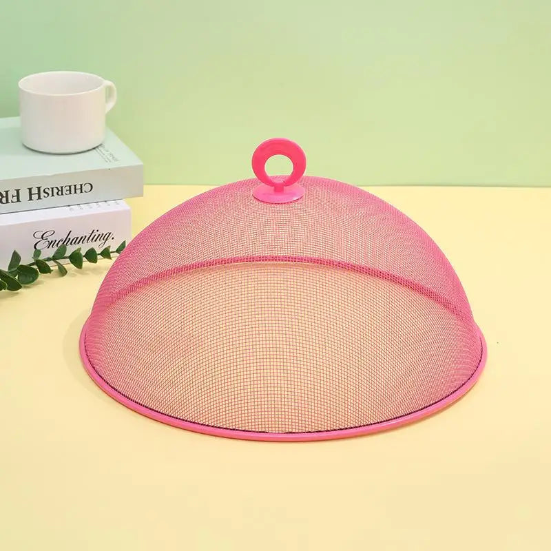 Mesh Food Cover Protective Round Shape Dish Lid Household Anti-flying Qme Red