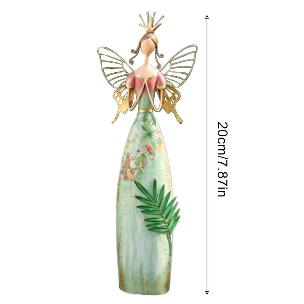 Fairy Figurines Weatherproof Metal Sculpture Garden Angel Ornaments Qme Green China Mainland