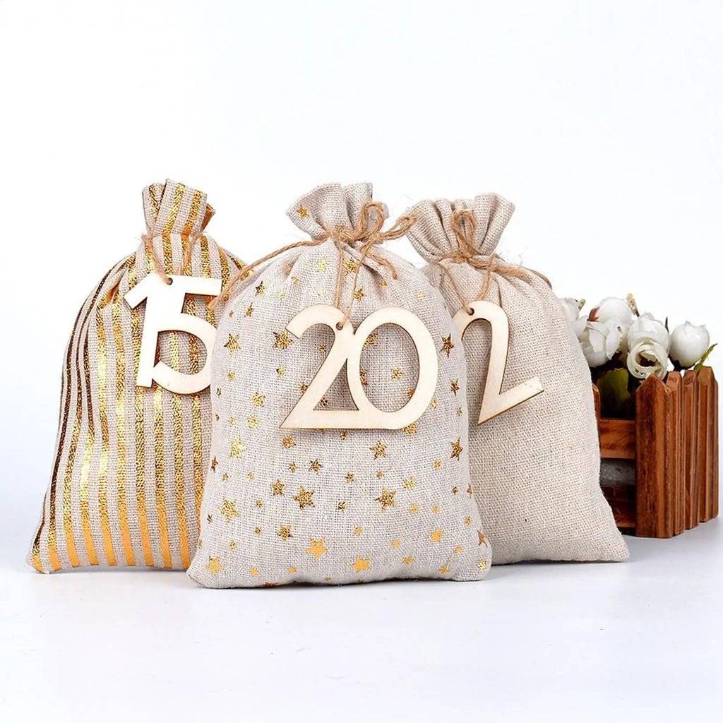 Candy Bag Countdown 24 Days Reusable Numbered Pouches Supports Pouch Qme