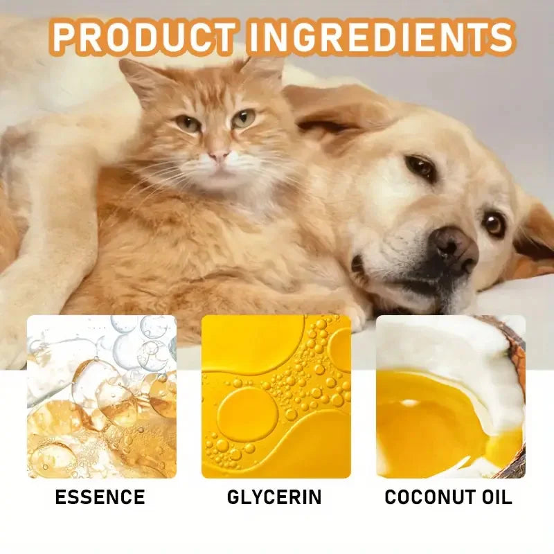 Pet Hair Smoothing Care Spray, Containing Gentle Ingredients, Deeply Moisturizes and Hydrates the Hair. Just One Spray Can Soften and Make Your Pet's Fur Smoother and Shinier. Qme