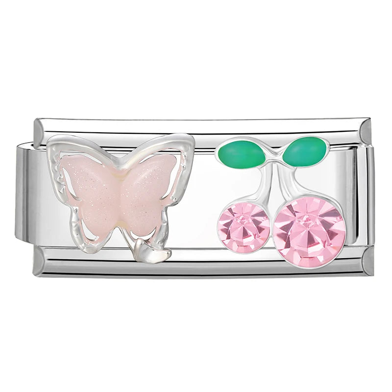Wholesale Colored Gemstone Bowknot Water Drop Heart Italian Charm