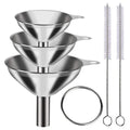 Stainless Steel Funnels Kitchen Food Grade Metal Filling Bottles Qme With Clean Brush