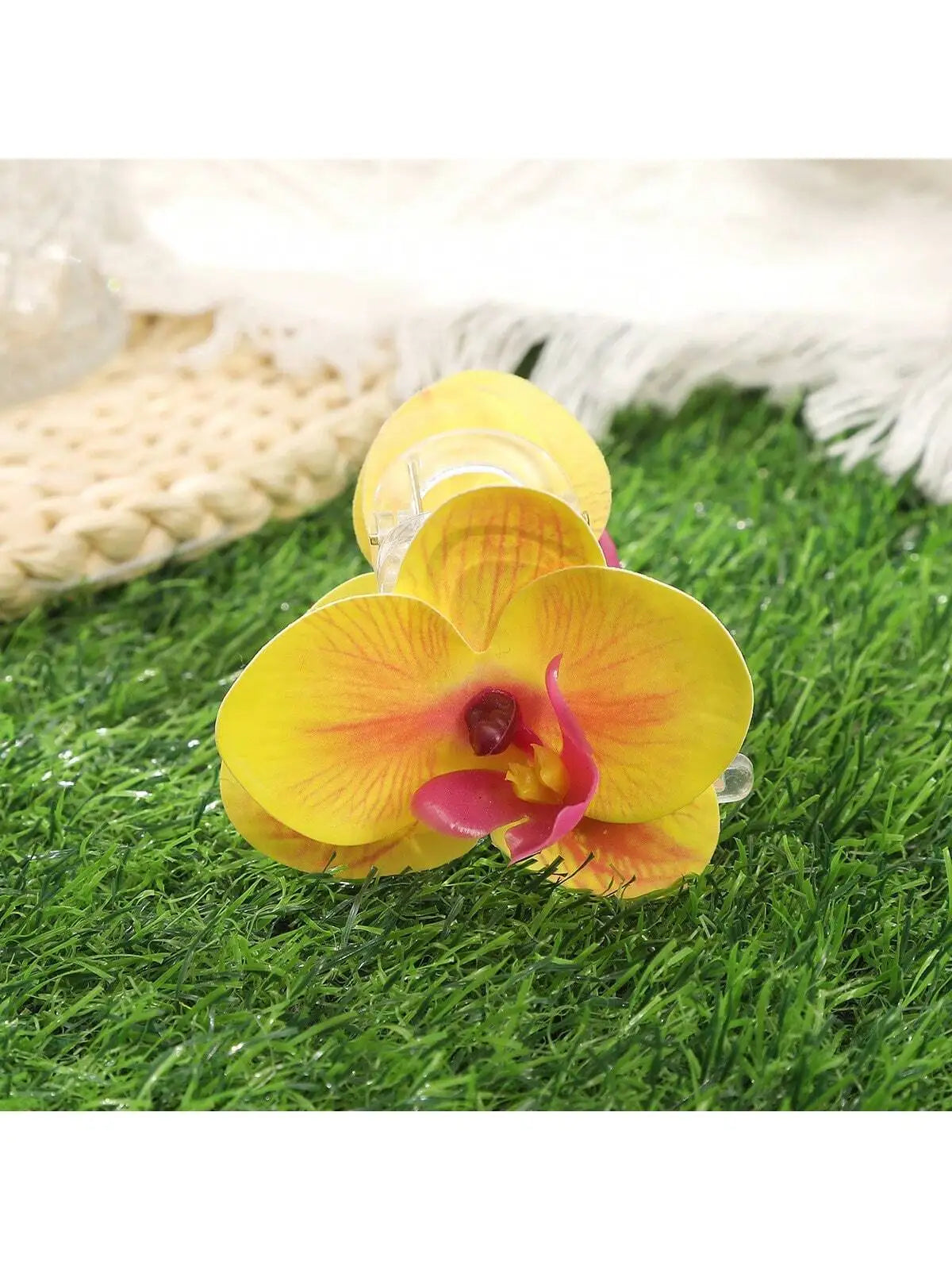 Double-sided Butterfly Orchid Hair Claw Clip Suitable Holiday Travel Qme yellow