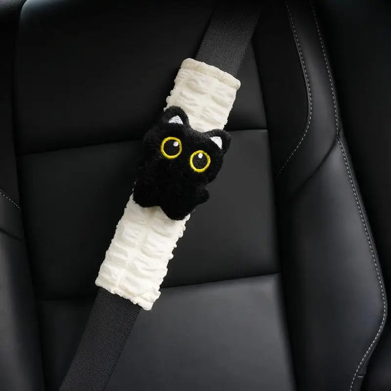 Black Cat Plush Car Seatbelt Shoulder Pad Soft Safety Strap Protector Qme A5