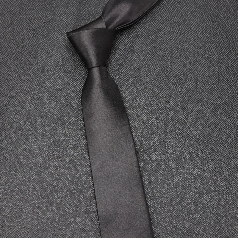 Mans Slim Skinny Tie Men Jacquard Woven Solid Orange Red Purple Black Qme