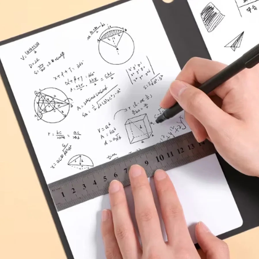 A5 Reusable Whiteboard Notebook Set with Whiteboard Pen Erasing Cloth Leather Memo Pad Weekly Planner Portable Stylish Office Qme