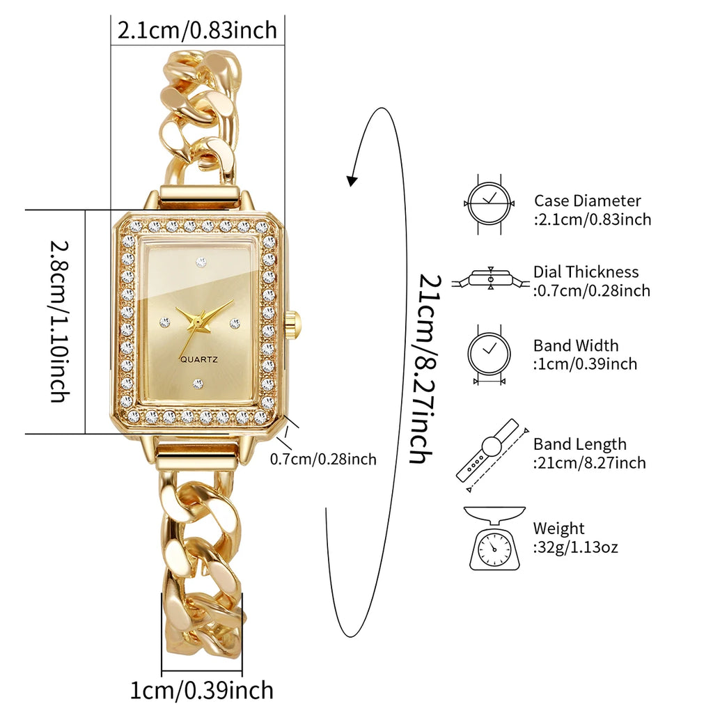 Elegant Rectangle Women Quartz Watch Fashion Bracelet Strap Ladies Wristwatch Reloj Mujer Girls Clock Gift(Without Box) Qme