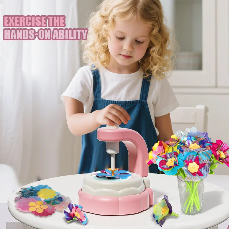 Fabric Flower Bouquets Toys DIY Craft Kits Toys for Kids Handmade Flowers Market Toy Girls Christmas Birthday Gift Qme