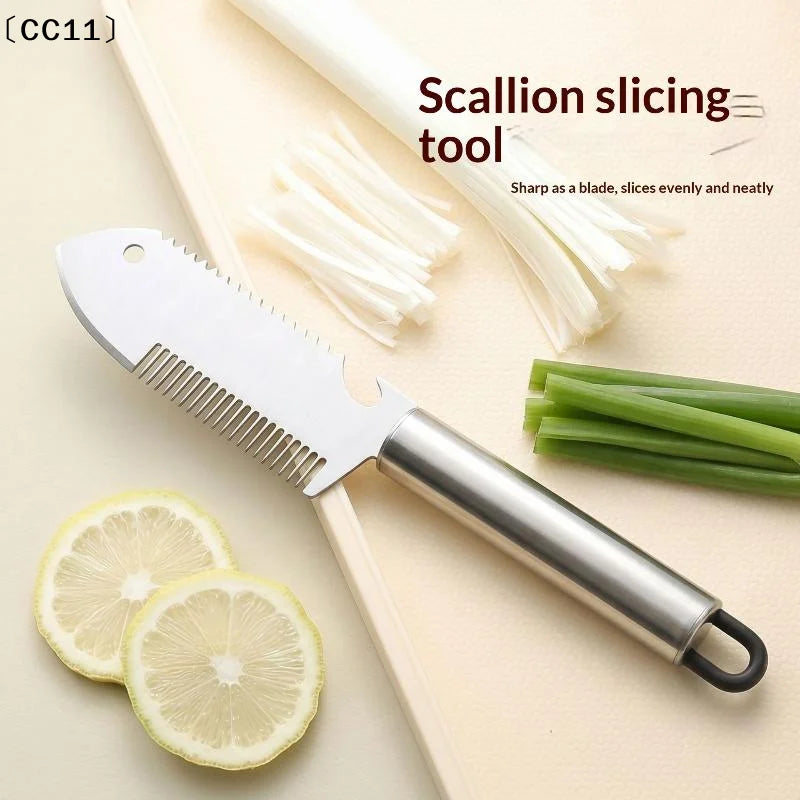 Ergonomic Vegetable Knife Stainless Steel Scallion Slicer Handle Qme Default Title