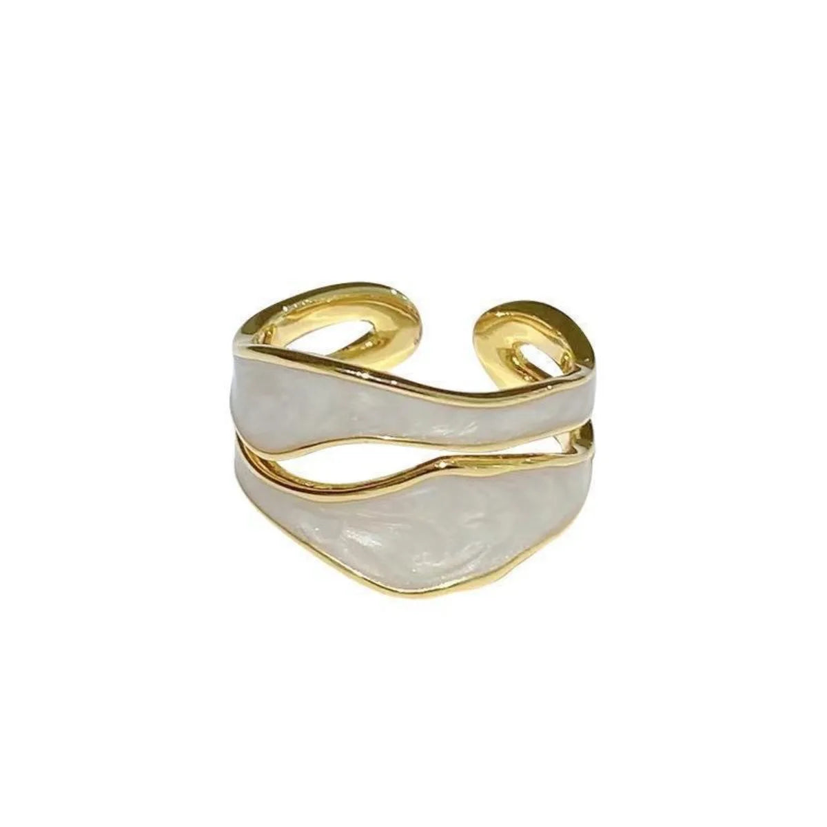 1pcs Drop Glaze Wedding Rings Women Couples New Fashion Elegant Double-layered Irregular Geometric Handmade Party Jewelry Gifts Qme