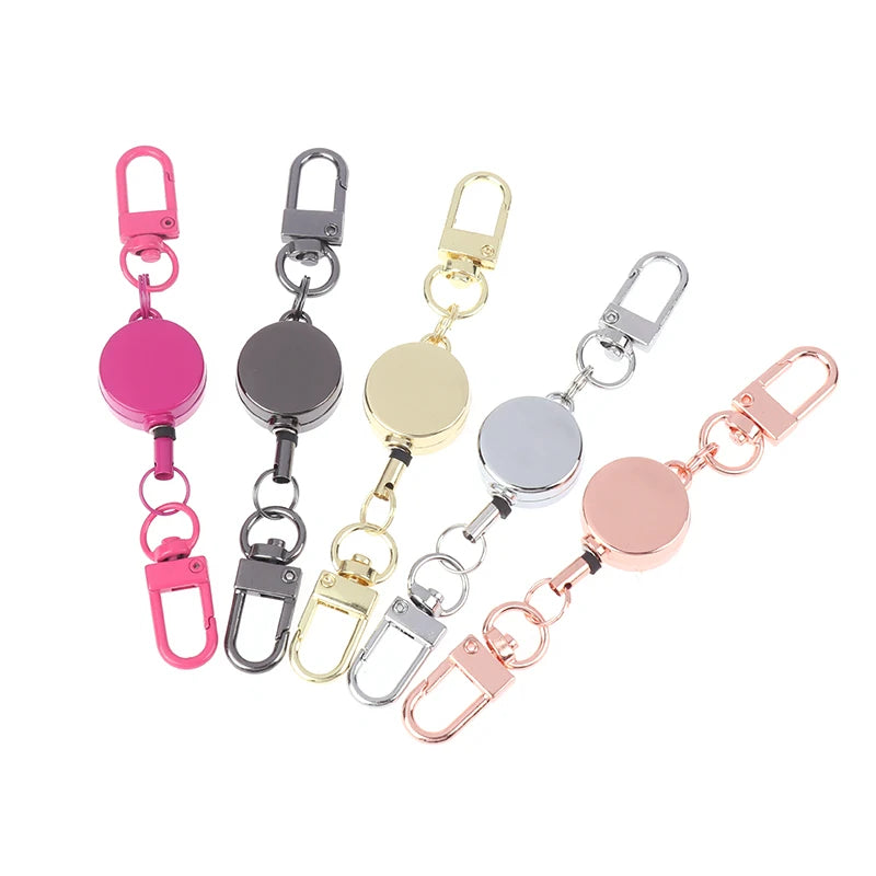 Security Metal Easy-pull Buckle Twine Retractable Key Holder Qme