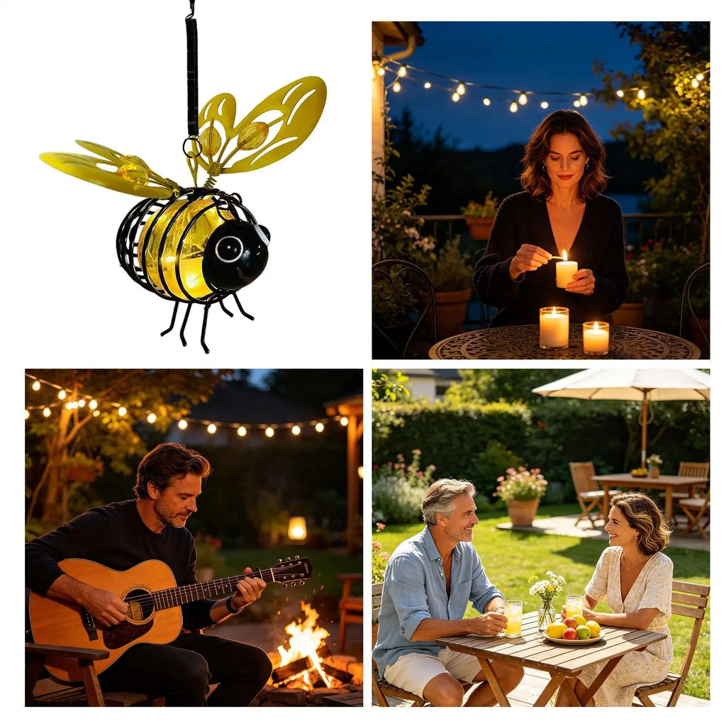 Solar Garden Light Hangable Bee-shaped Weather-resistant Ornament Led Qme