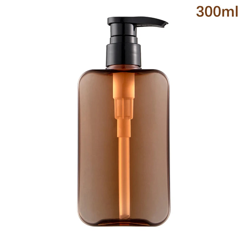 200 Square Clear Bottles Pump Dispensers Liquid Soap Shampoo Lotion Qme 300ml