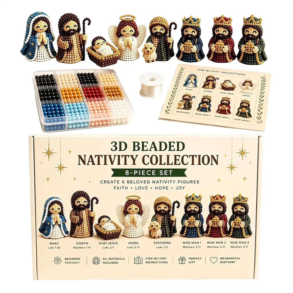 NEW Nativity Bead Craft Kit 3D Beaded Craft Figurines Decor Beading Christmas Figures Kit For Men Women Adults Dad Wife Husband Qme
