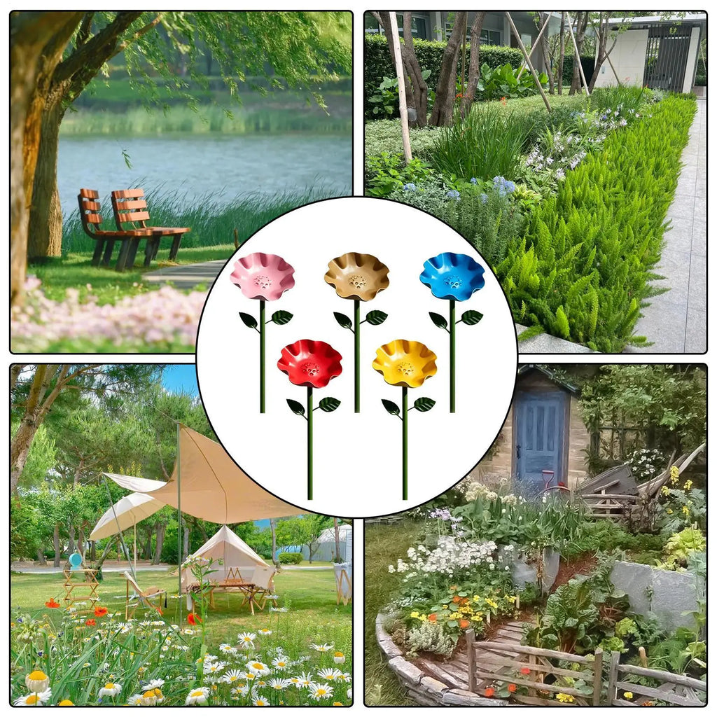 Bee Watering Station For Garden 5 Pieces Colorful Flower Shaped Decorative Bee Watering Stations Butterfly Cups For Outdoor Qme
