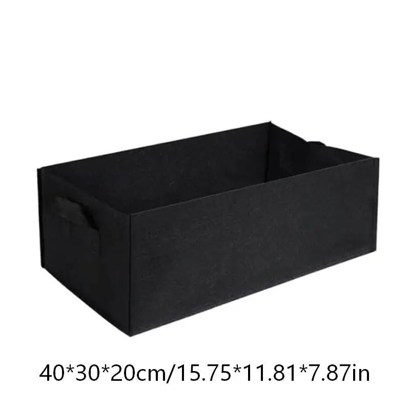 Rectangular Fabric Plant Grow Bag Breathable Non Woven Planter Pot Qme Black 40x30x20cm