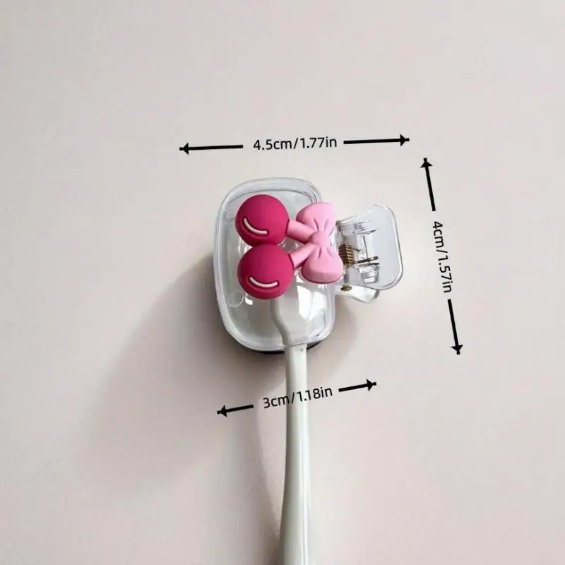 Cute Cherry Design Toothbrush Holder Pattern Head Features Dual Holes Qme