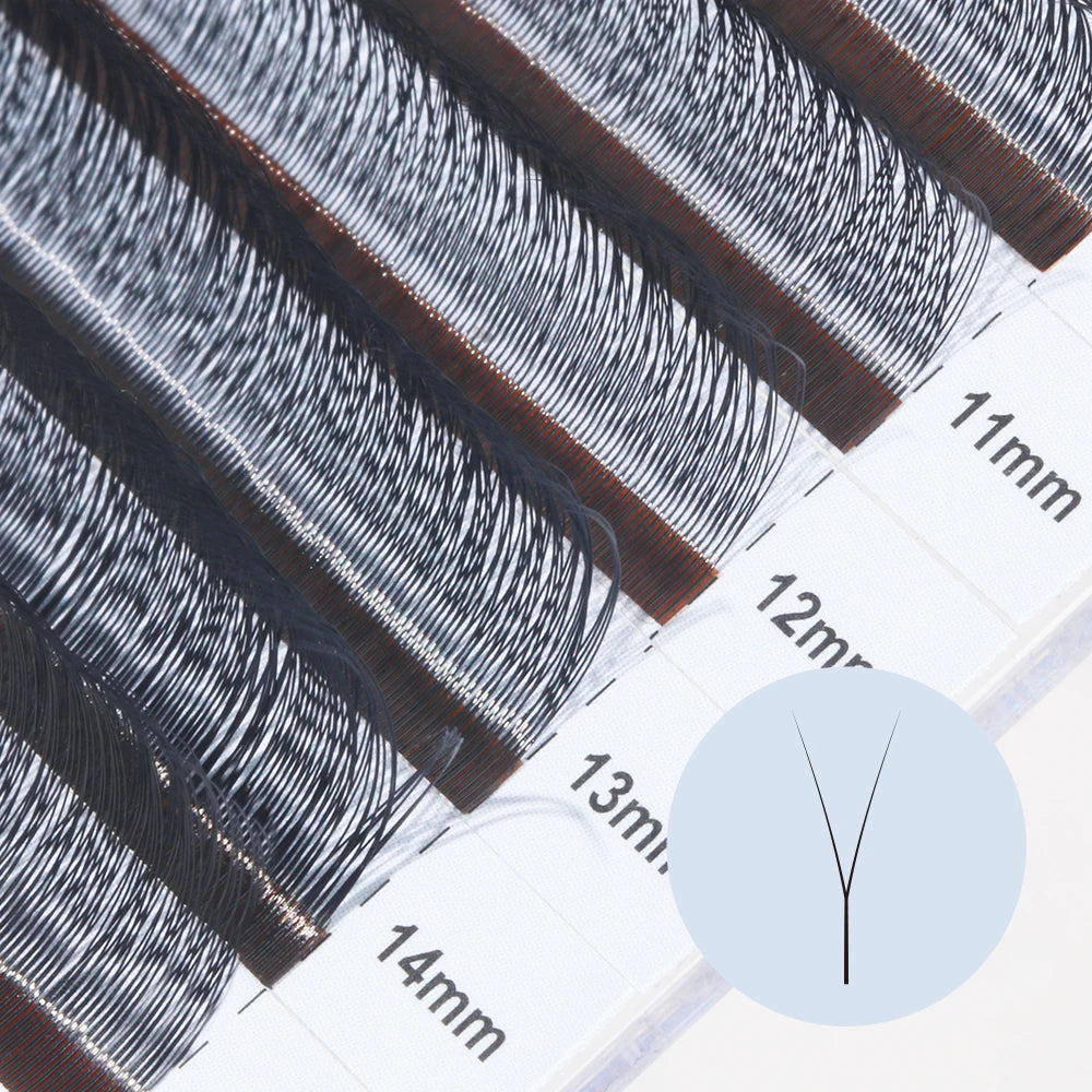 NATUHANA Fox Eye Y-tip Premade Fans Faux Mink Eyelash Extensions Soft Qme
