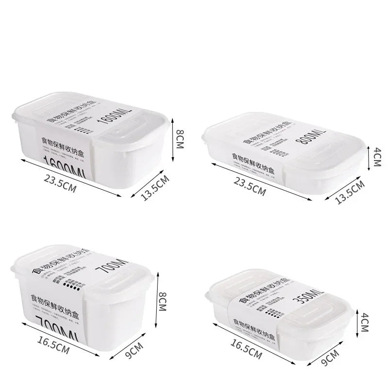 Kitchen Sealed Fresh Storage Containers 4 White Food Box Refrigerator Qme
