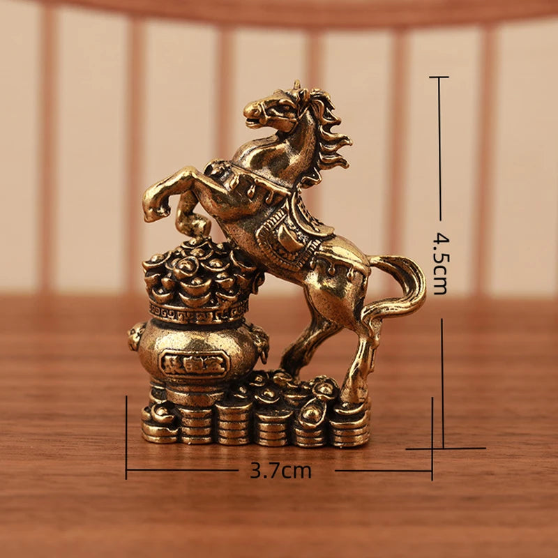 Horse Statue One Bronze Desktop Ornament Living Room Coffee Table Qme B one size